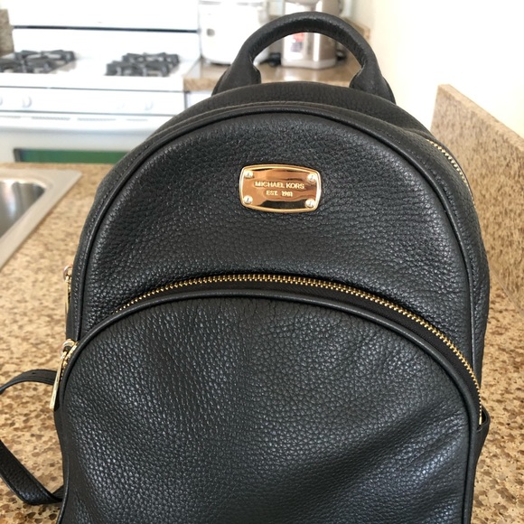 Michael Kors Handbags - Michael Kors Abbey Black Pebble Leather Backpack